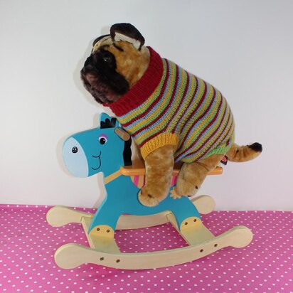 Dog Multi Colour Stripe Sweater Coat - knitting pattern