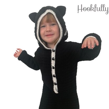 Black cat kids onesie costume