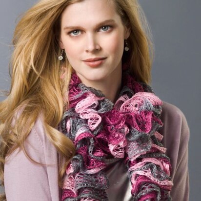 Frilly Knit Scarf in Red Heart Boutique Sashay - LW2517