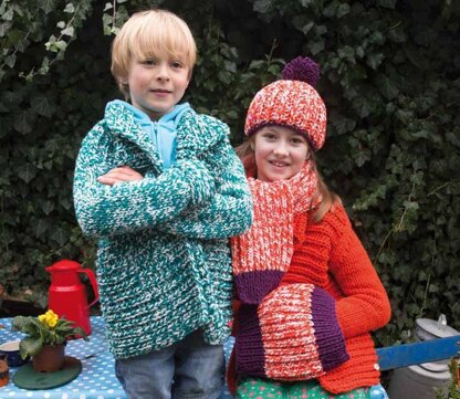 Cardigan, Hat, Scarf and Loop in Rico Essential Big and Essential Big Duo - 284 - Downloadable PDF