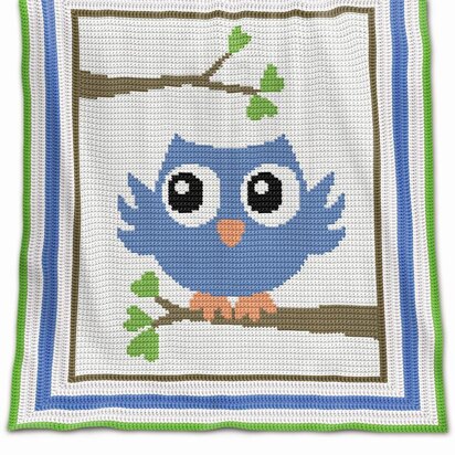 CROCHET Baby Blanket / Afghan - Blue Owl