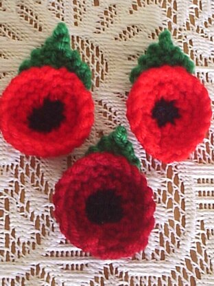 Little Poppy flower easy 15mins knit DK knitting pattern for Remembrance Sunday Armistice & Memorial day