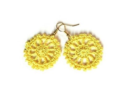 Cart wheel crochet earrings