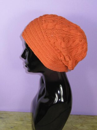 Rib Band Cable Slouch Hat