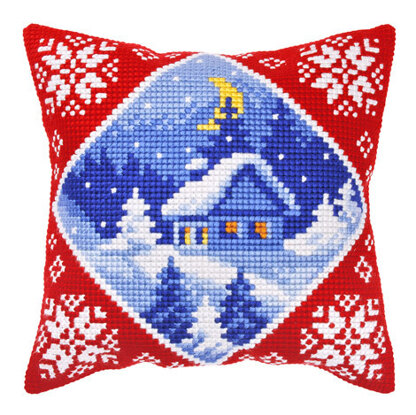 Orchidea Cottage in Winter Cushion Front Chunky Cross Stitch Kit - 40cm x 40cm