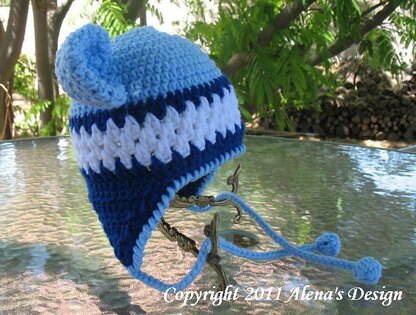 Crochet Hat with Bear Ears/blue