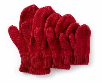 Basic Family Knit Mittens in Caron One Pound - Downloadable PDF