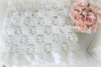 White Lace Christening Shawl Blanket