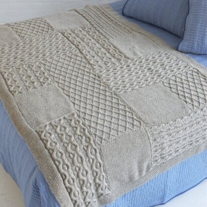 Aran Knit Sampler Afghan in Lion Brand Fishermen's Wool - 80801AD