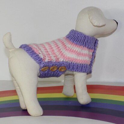 Dog Chunky Stripe Side Button Coat - knitting pattern