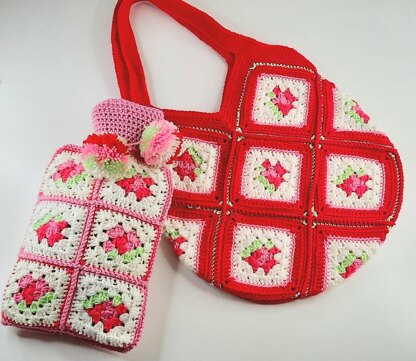 Rose Mitts, Cowl & Hot water bottle cover