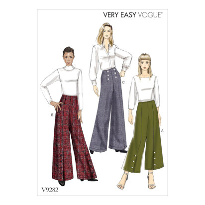 Vogue Misses' High-Waisted Pants with Button Detail V9282 - Paper Pattern, Size ONE SIZE