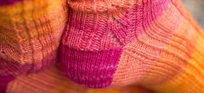 Hele Rib and Lace Gradient Socks in SweetGeorgia Party of Five Gradient Mini-Skein Set - Downloadable PDF