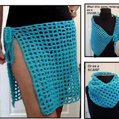 Crochet Beach Skirt, Shawl, or Scarf