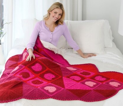 Warm My Heart Throw in Red Heart Super Saver Economy Solids - LW2506