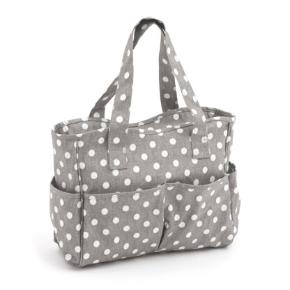 Hobbygift Grey Linen Polka Dot Craft Bag