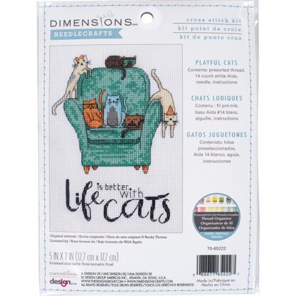 Dimensions Playful Cats Counted Cross Stitch Kit - 5in x 7in