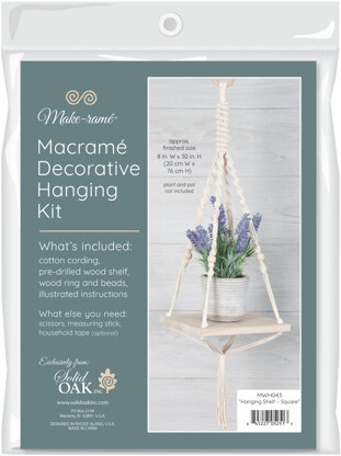 Solid Oak Hanging Shelf Macrame Kit