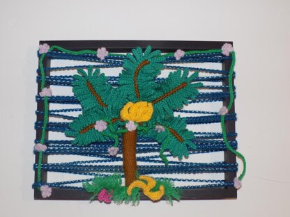 Crochet Palm Tree in a Frame (Wall Decor)