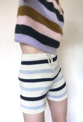 High Waist Stripe Knit Shorts