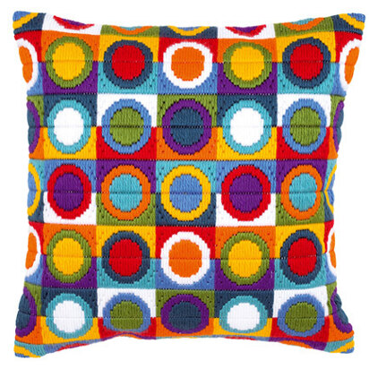 Vervaco Varicoloured Circles Long Stitch Cushion Front - 40 x 40cm
