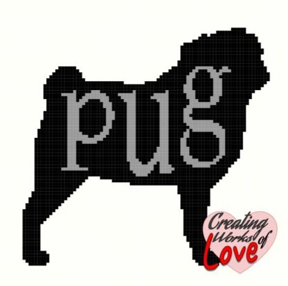 Pug Silhouette Stitch Graphgan