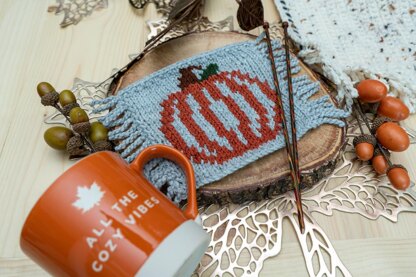 Pumpkin Mug Rug Knit