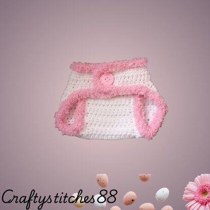 Newborn Bunny Easter Crochet Pattern Set PDF – 3 Month Baby Diaper Outfit Pattern