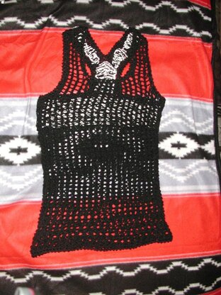 Knit Skulls And Lace Racer Back Tank