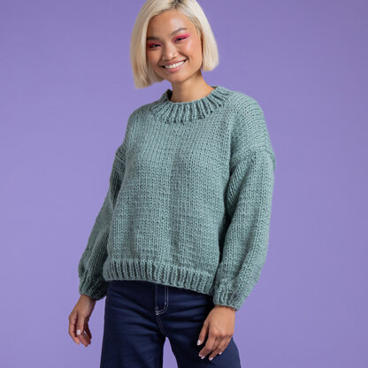 Easy Everyday Sweater - Free Knitting Pattern for Women in Paintbox Yarns Wool Blend Super Chunky