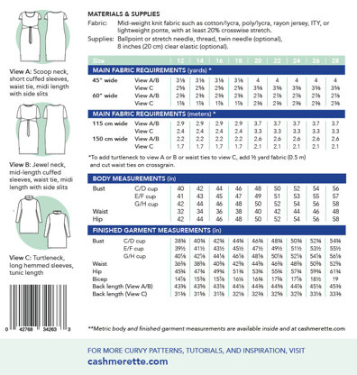 Cashmerette Pembroke Dress and Tunic Pattern By Cashmerette CPP1204 - Paper Pattern, Size 12-28
