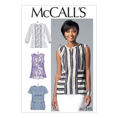 McCall's Misses' Split-Neck, Seam-Detail Tops M7390 - Sewing Pattern