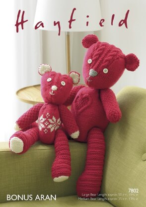 Patchwork Bear Toys in Hayfield Bonus Aran - 7802