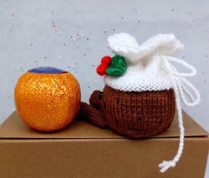 PDF Christmas Knitting Pattern DK Decoration Chocolate Orange Cover Drawstring Bag Gift Charity knit EASY Christmas Eve Box Sprout Pudding