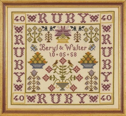 Historical Sampler Company Ruby Anniversary Sampler - Downloadable PDF