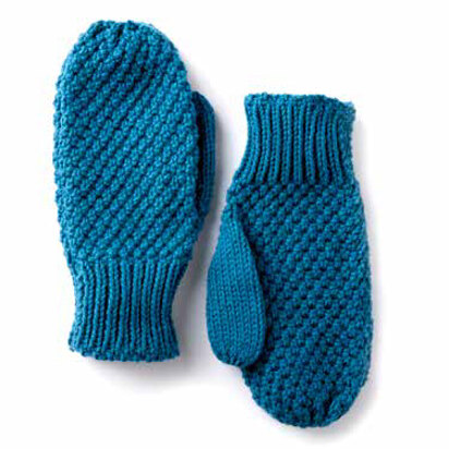 Textured Family Knit Mittens in Caron One Pound - Downloadable PDF