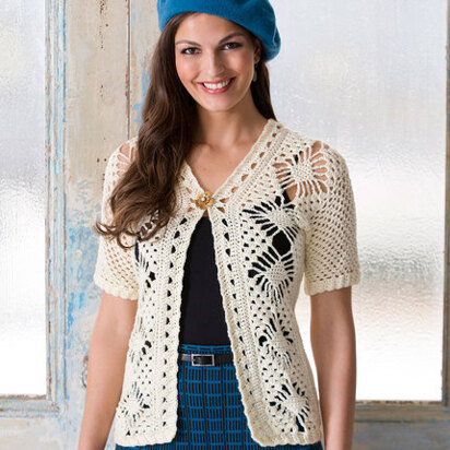 Spider Lace Jacket in Red Heart Luster Sheen Solids - LW3232 - Downloadable PDF