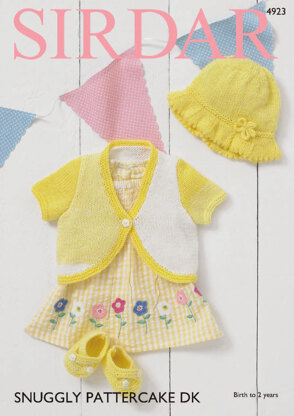 Baby Girl's Bolero, Sunhat & Shoes in Sirdar Snuggly Pattercake DK - 4923 - Downloadable PDF
