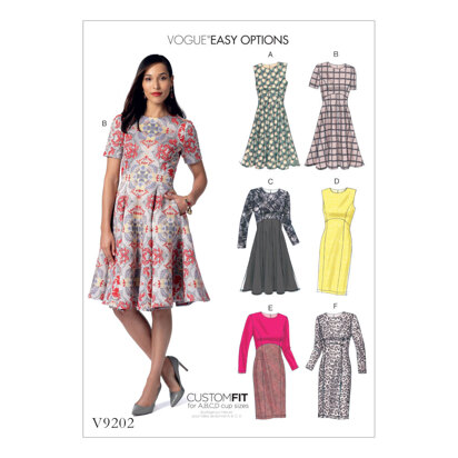 Vogue Misses' Dresses with Flared or Straight Skirt Options V9202 - Sewing Pattern