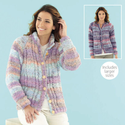 Round Neck and Stand Up Collar Cardigans in Sirdar Flurry - 7956 - Downloadable PDF