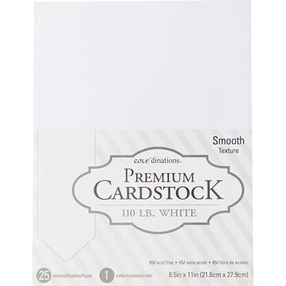 American Crafts Core'dinations 110lb Smooth Cardstock 8.5"X11" 25/Pkg - White