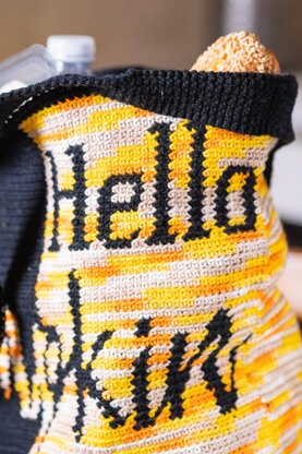 Cotton crochet shopper bag set "Hello autumn"