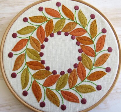 Stitchdoodles Golden Leaves Hand Embroidery Pattern