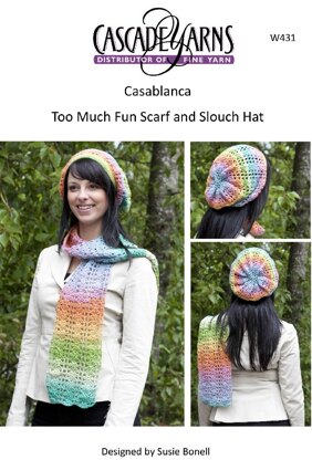 Too Much Fun Crocheted Scarf and Slouch Hat in Cascade Casablanca - W431