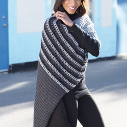 Greyscale Wrap in Caron Simply Soft Heathers & Simply Soft - Downloadable PDF