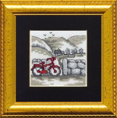 Permin Red Bicycle Cross Stitch Kit - 7cm x 7cm