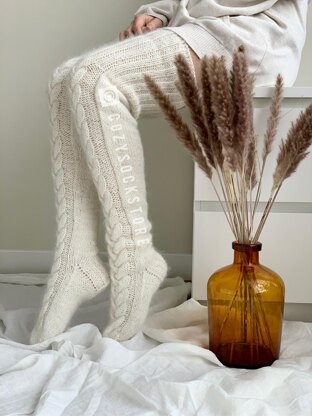 Cable thigh high socks 28 Knitting pattern by CozySocksStore