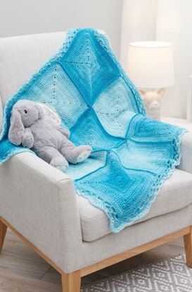 Butterfly Baby Blanket knit in Super Saver Ombre