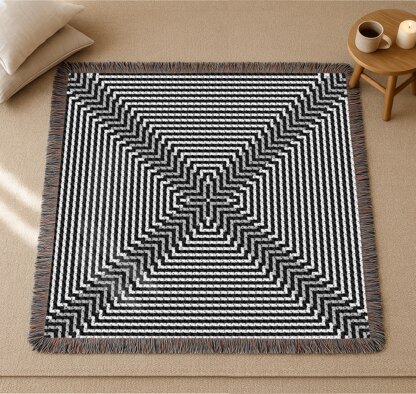 Geometric Maze Blanket C2C CROCHET PATTERN 74×74 inches Gray Optical Mosaic Stroller