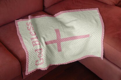 Baptism Girl Blanket C2C Crochet Pattern